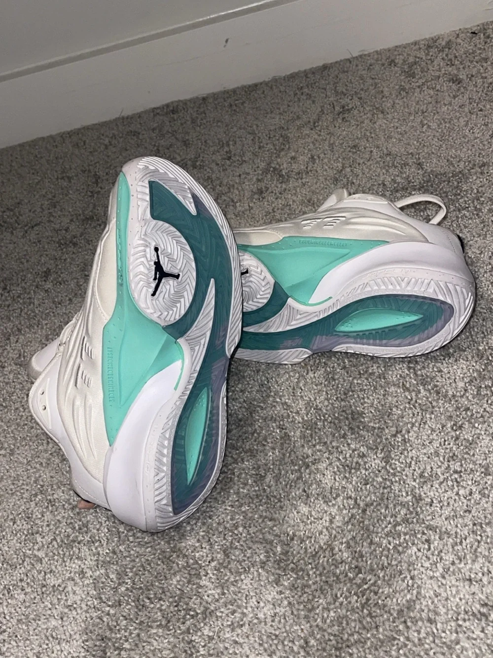 Jordan White Sneakers with Mint Green & Pink Accents